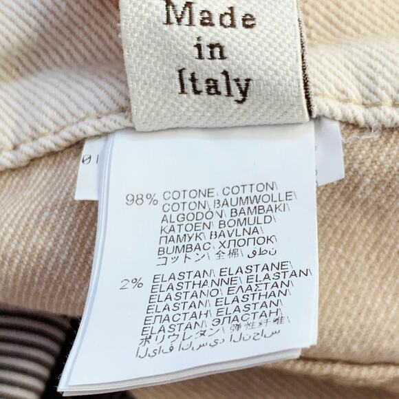 Size 10 Beige Cotton Blend Twill Monili Tapered Cuffed Casual Pants - Picture 12 of 12